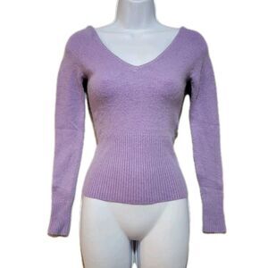 Y2K Rampage Soft Angora Wool Blend Sweater Womens Small Lavender Slim Fit Vneck